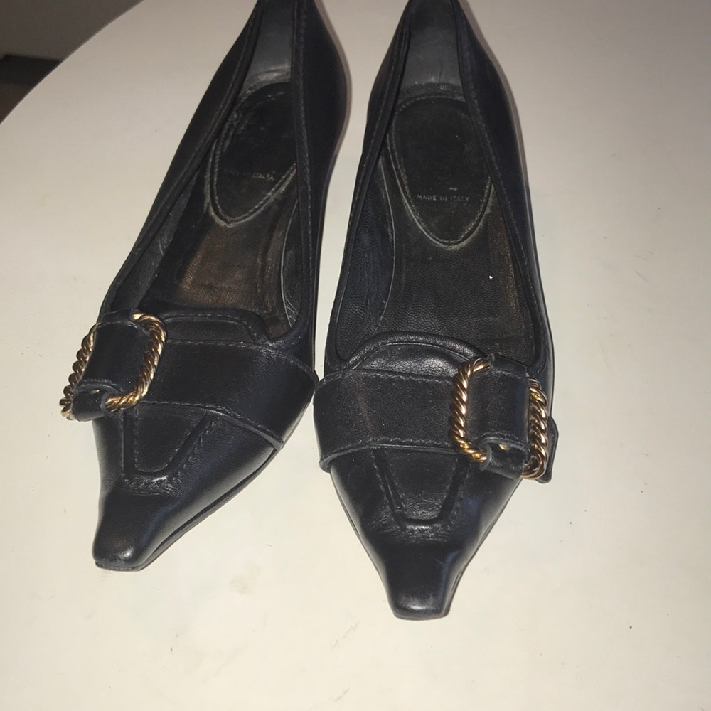 Miu Miu Black Heels with Gold Buckle